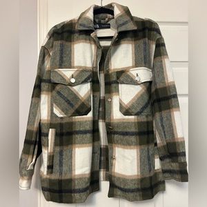 Zara Patch pocket plaid jacket, Size small